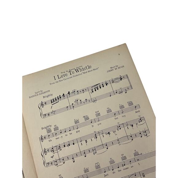 I Love To Whistle Sheet Music 1938 Mad About Music Adamson McHugh Deanna Durbin - Picture 3 of 5